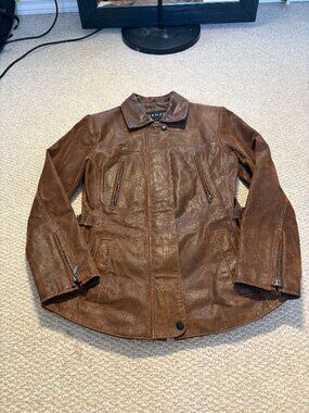 Cruze Brown Leather Moto Jacket - Multi-Zip Biker Style